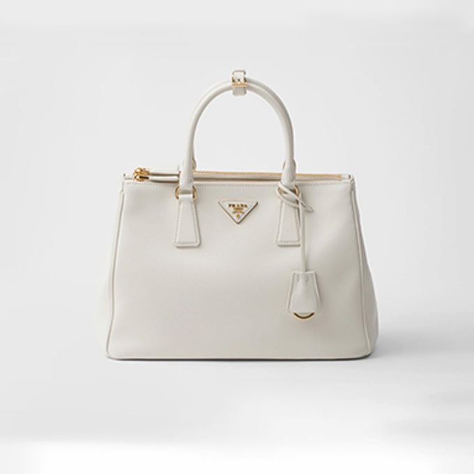prada galleria large grained leather top handle tote handbag